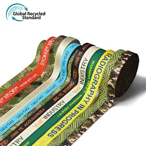 Benutzer definiertes Logo RPET Recycled GRS Polyester Neck Bias Tape Siebdruck Jacquard Nylon Gurtband