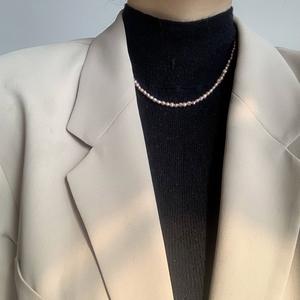 14K Gold-Plated Baroque Natural Pearl <b>Necklace</b> Original <b>Pink</b> Purple Collarbone Chain Niche Design for Autumn Winter Sweaters - Product Image 2