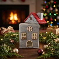 Lampe aromatique en céramique verte Cottage, brûleur d'huile parfumée, support décoratif pour usage intérieur, cadeau pour la maison