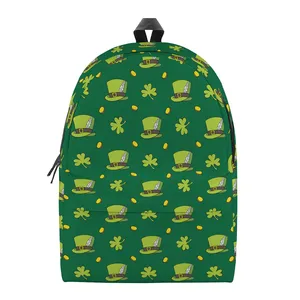 Tas punggung desain baru 2024 untuk pria tas ransel Sekolah Laptop cetakan perayaan hari Saint Patricks kustom Anti Maling