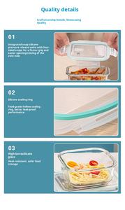 Kustomisasi Grosir 3 Set Wadah Makanan Kaca Borosilikat Tinggi Kotak Hadiah Mangkuk Pencampur Kaca Kotak Makan Siang - Product Image 4