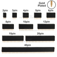 DIP delikten tek sıra kadın 2 3 4 5 6 8 10 12 15 20 40 Pin başlık altın kaplama Pcb için 2.54mm Pitch Pinheader konektörü