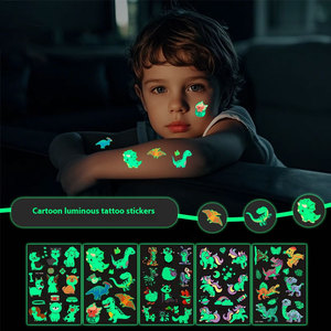 Autocollant de <span class=keywords><strong>tatouage</strong></span> temporaire étanche lumineux mignon dessin animé <span class=keywords><strong>dinosaure</strong></span> licorne sirène conception petite taille de casquette - Product Image 1