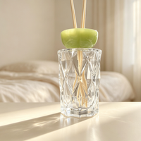 Flacon diffuseur de luxe haut de gamme en verre facetté de 200 ml, flacon vide en forme de cône inversé pour parfum d'ambiance