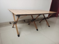 Table pliante de camping en plein air, grande taille, en aluminium, grain de bois