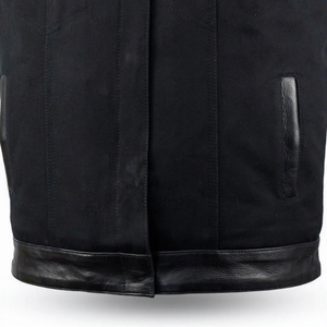 Chaleco de Motociclista para Hombre, Reversible, de Cuero y Lona Negros, Impermeable, Transpirable, Ecológico, Cuello Redondo, Tallas Grandes, Prenda Exterior - Product Image 4