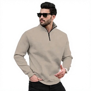 Pull en maille à demi-zip pour homme, coupe classique, décontracté, automne-hiver, 100 % coton, couleur unie, vente en gros, OEM, en stock - Product Image 1