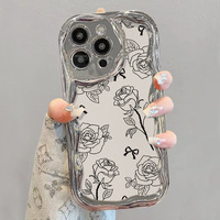 Belles fleurs de rose de galvanoplastie avec étui de couverture de téléphone en TPU pour Iphone 7 8 X Xr XS 11 12 13 14 15 16 17 Pro Max