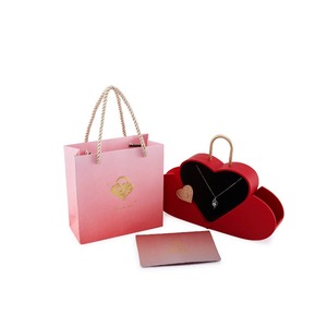 <b>Gift</b> <b>box</b> heart-shaped jewelry <b>empty</b> <b>box</b> necklace <b>box</b> with paper bag, customizable according to needs - Product Image 4