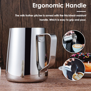 Logo personnalisé Barista Latte Art pot à lait mousseur à café 350ml 600ml argent acier inoxydable expresso moussant <span class=keywords><strong>pichet</strong></span> à lait - Product Image 3