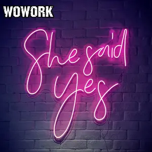 2023 WOWORK impermeabile decorativo acrilico trasparente logo led segno personalizzato luce al neon per forniture per feste