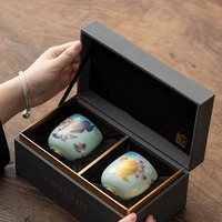 Service à thé de luxe haut de gamme en céramique style chinois, motif Poisson Dragon Doré, pour la prospérité et la richesse, idéal pour le camping