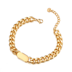 Personalizado grabado miami cubano cadena enlace 316L <span class=keywords><strong>pulsera</strong></span> de acero inoxidable de alta calidad de Metal de oro de la <span class=keywords><strong>pulsera</strong></span> de los hombres - Product Image 4