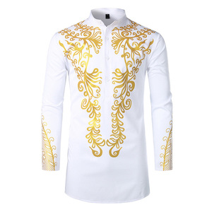 Nouvelle conception de vêtements pour hommes musulmans, kaftan, <span class=keywords><strong>chemise</strong></span> <span class=keywords><strong>arabe</strong></span>, robe islamique avec estampage doré, grande taille, <span class=keywords><strong>chemise</strong></span> pour hommes - Product Image 4