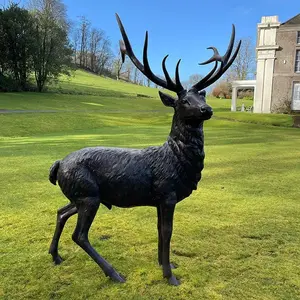 Estátua de cervos em tamanho real para decoração de jardim ao ar livre, arte moderna personalizada, metal fundido, bronze, escultura de alce, para venda