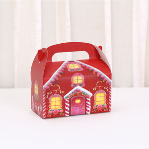 صندوق تغليف طعام ورقي بمقبض على شكل منزل لعيد الميلاد - علبة هدايا للحلوى والكعك والشوكولاتة لحفلات عيد الميلاد ورأس السنة الجديدة - Product Image 4