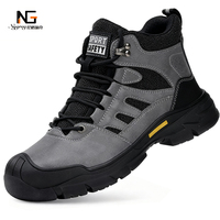 Chaussures de sécurité industrielles en cuir véritable avec semelle intérieure en PU, anti-écrasement, anti-perforation, embout en acier, pour l'hiver et l'usine