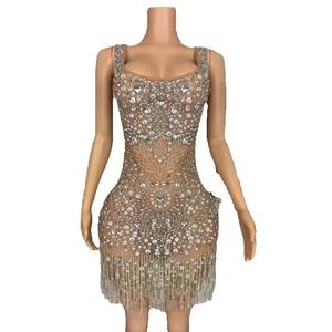 فستان سهرة لامع بدون أكمام مرصع بالألماس للنساء مقاس كبير فستان مكشوف الظهر اقرأ المزيد للتفاصيل - Product Image 1