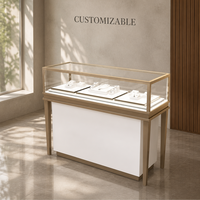 Vitrine de présentation de bijoux en bois massif de haute qualité, sur mesure, avec porte en verre trempé et éclairage LED pour salle d'exposition