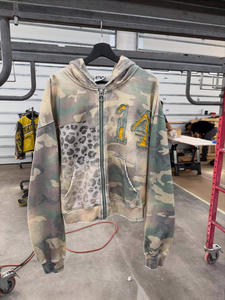 Толстовка с капюшоном с принтом животных на молнии, укороченная уличная одежда с принтом гепарда, хлопковая толстовка с капюшоном - Product Image 2