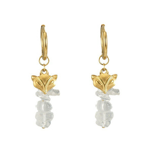 Zogxin Fox Hoop Earrings Gold Plated Stainless Steel <b>Crystal</b> Drop <b>Animal</b> Shape Everyday Wear - Product Image 5
