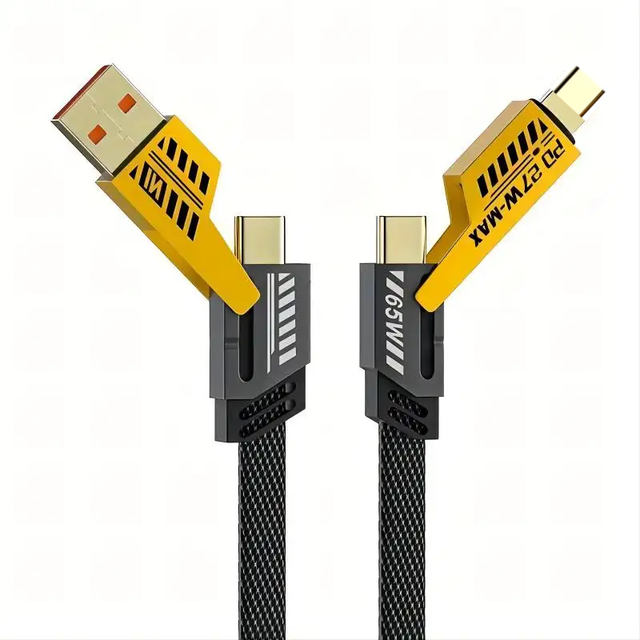Trending Multi-Function USB Type-C 4 In1 Fast Charging Cable for Mobile Phone 1m & 2m Lengths Nylon Jacket