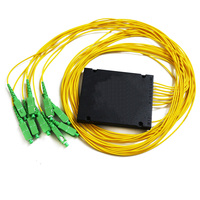 Splitter Serat Optik Kaset 1x8 SC APC ABS PLC SM Single Mode Pasif Optic Coupler Connector FTTH di Panel Patch ODF FTTX