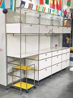Moderner Modularer Edelstahl-Seitenschrank mit Offenem Regal Freistehender Aufbewahrungsorganizer für Wohnzimmer und Heimbüro Rostfrei