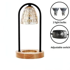 Lampe chauffe-bougie en bois et verre avec minuterie et variateur d'intensité pour la fonte et le chauffage de la cire parfumée - Product Image 2