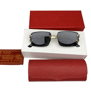 Thời Trang Sang Trọng Thiết Kế Kính Mát Cho Phụ Nữ Và Nam Giới Rõ Ràng Màu Xanh Lá Cây Vàng Vuông Khung Kim Loại Với Logo Không Có Vành Phong Cách Với Hộp - Product Image 1