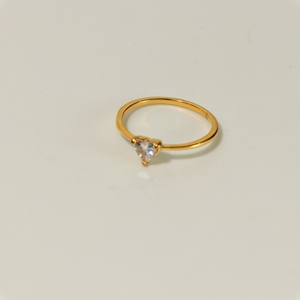 Heart Shape Cubic Zirconia Engagement <b>Ring</b> 18K Gold Plated Women's Romantic Style Jewelry - Product Image 3