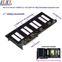 PCI-E 5.0 16X ke 4 Port EDSFF E1.S E3.S (SFF-TA-1002) Kartu Riser Ekspansi Adaptor GEN5 MB Mendukung Bifurkasi PCIe X4x4x4x4