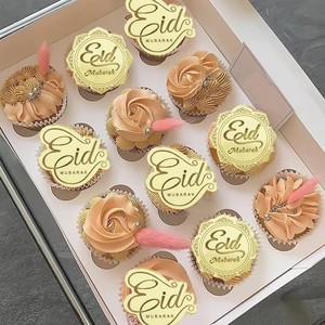 Adornos Acrílicos para Cupcakes de Eid Mubarak, Adorno para Pastel Dorado Espejo, Ramadán Kareem 2024, Decoraciones Islámicas Musulmanas para Fiestas, Suministros para Manualidades - Product Image 1