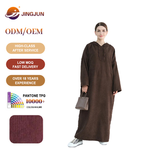 Wholesale Jingjun Brand G849 <strong>Model</strong> Luxury Modest Dubai <strong>Abaya</strong> Winter Cardigan Dresses Hoodie Long Sleeve Muslim Women Polyester - Product Image 1