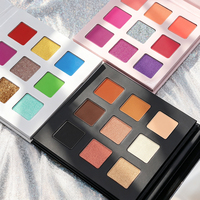 Palette d'ombres à paupières nude personnalisable en gros, 9 couleurs, avec paillettes, brillance et fini mat, palette d'ombres à paupières vegan à étiquette privée