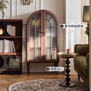 Mueble de Exhibición para Sala de Estar, Estilo Retro Francés Canadiense, Madera Maciza Ecológica, <span class=keywords><strong>con</strong></span> Puerta de Vidrio, para Espacios Pequeños, Personalizable - Product Image 3