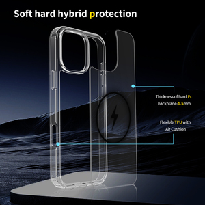 Funda para iPhone 16 Pro Max de TPU y PC Transparente Antirrayas Delgada Compatible con Carga Inalámbrica Magnética para iPhone 16e 16 Pro Max Plus - Product Image 2