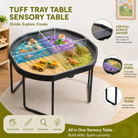 Table Montessori Tuff Tray 4 Zones de Jeu, Table Sensorielle Octogonale en Bois pour Enfants de 3 à 6 Ans, Jeu au Sable et à l'Eau, Apprentissage Précoce
