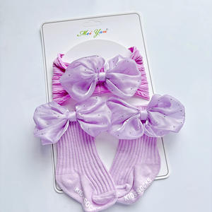 Juego de bandas para el cabello de princesa para bebés de un mes de edad, tocado para fotos de 100 días, Calcetines antideslizantes para recién nacidos, accesorio para el cabello para niños - Product Image 3