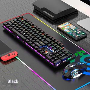 KM600 Tastiera Meccanica Professionale da Gaming con Switch Blu, 104 <span class=keywords><strong>Tasti</strong></span>, Retroilluminazione LED RGB <span class=keywords><strong>Portatile</strong></span>, Set con Mouse per <span class=keywords><strong>PC</strong></span> - Product Image 4