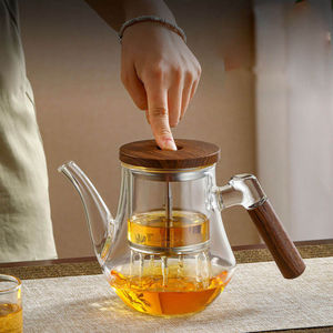 Tetera de Vidrio Borosilicato Soplado a Mano con Filtro, Tapa de Madera, Boquilla de Águila, Colador Extraíble, para Té de Hojas Sueltas, para Hogar y Cafetería - Product Image 3