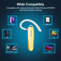 Écouteur Mono Professionnel Doré avec Connecteur USB et Crochet d'Oreille pour Appels Téléphoniques sur Mobiles - Vente en Gros, Autonomie 24h