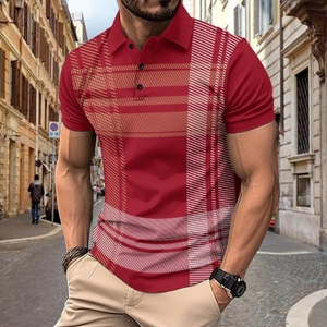 <span class=keywords><strong>Tks</strong></span> 2026 Nuova Polo Estiva da Uomo Europea e Americana, Casual Sportiva con Stampa a Quadri e Colletto Ribaltabile, Manica Corta - Product Image 4