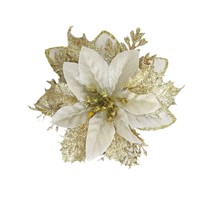 Grandes décorations d'arbre de Noël Poinsettia grandes fleurs artificielles Poinsettias à paillettes en plastique pour décorations de vacances