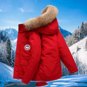 Chaqueta de plumón de ganso para hombre personalizada estilo canadiense Chaqueta de invierno de calidad 1:1 para exteriores