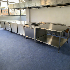 HELAXEN Edelstahl Schwerlast-Werkbank mit Höhenverstellbaren Beinen Gebürstete Matte Oberfläche 300kg/<span class=keywords><strong>m</strong></span> Gewerbliche Küche - Product Image 3