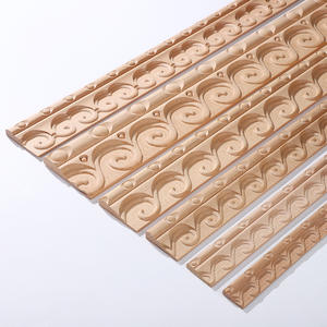 New Chinese-style Ingot Carved German Beech Solid <strong>Wood</strong> Molding Dongyang Fine Embossed Ceiling Wall Edge Strip Flower Door - Product Image 3