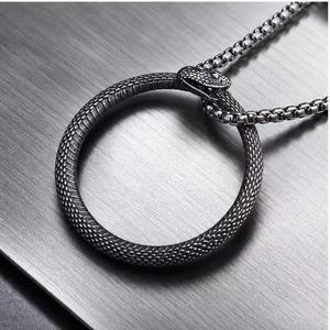 Liontin Ular Ouroboros Kalung Trendi Pria Rantai Tautan Baja Tahan Karat 316L Perhiasan Punk <span class=keywords><strong>Rock</strong></span> Hadiah Terbaik DMP 179 - Product Image 1