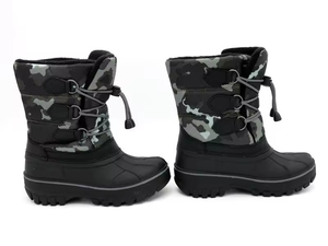 YLK405 Stivali Invernali per Bambini Impermeabili in Nylon Termico a Metà Polpaccio con Motivo Mimetico per Ragazzi - Product Image 5