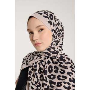 Pure Tone Black Leopard Print Scarf Traditional Muslim Clothing Accessory - Product Image 1